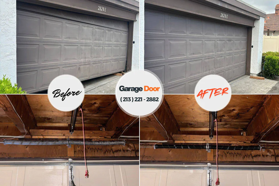 Before and after: garage door repair Elk Plain, WA